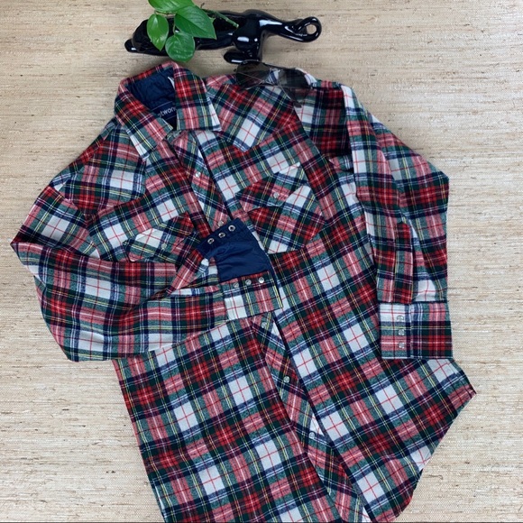 Vintage Network Pearl Snap Button Plaid Work Shirt - Picture 3 of 6